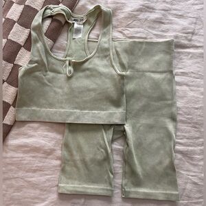 Double Zero Biker Shorts Green Matching Set Size Small